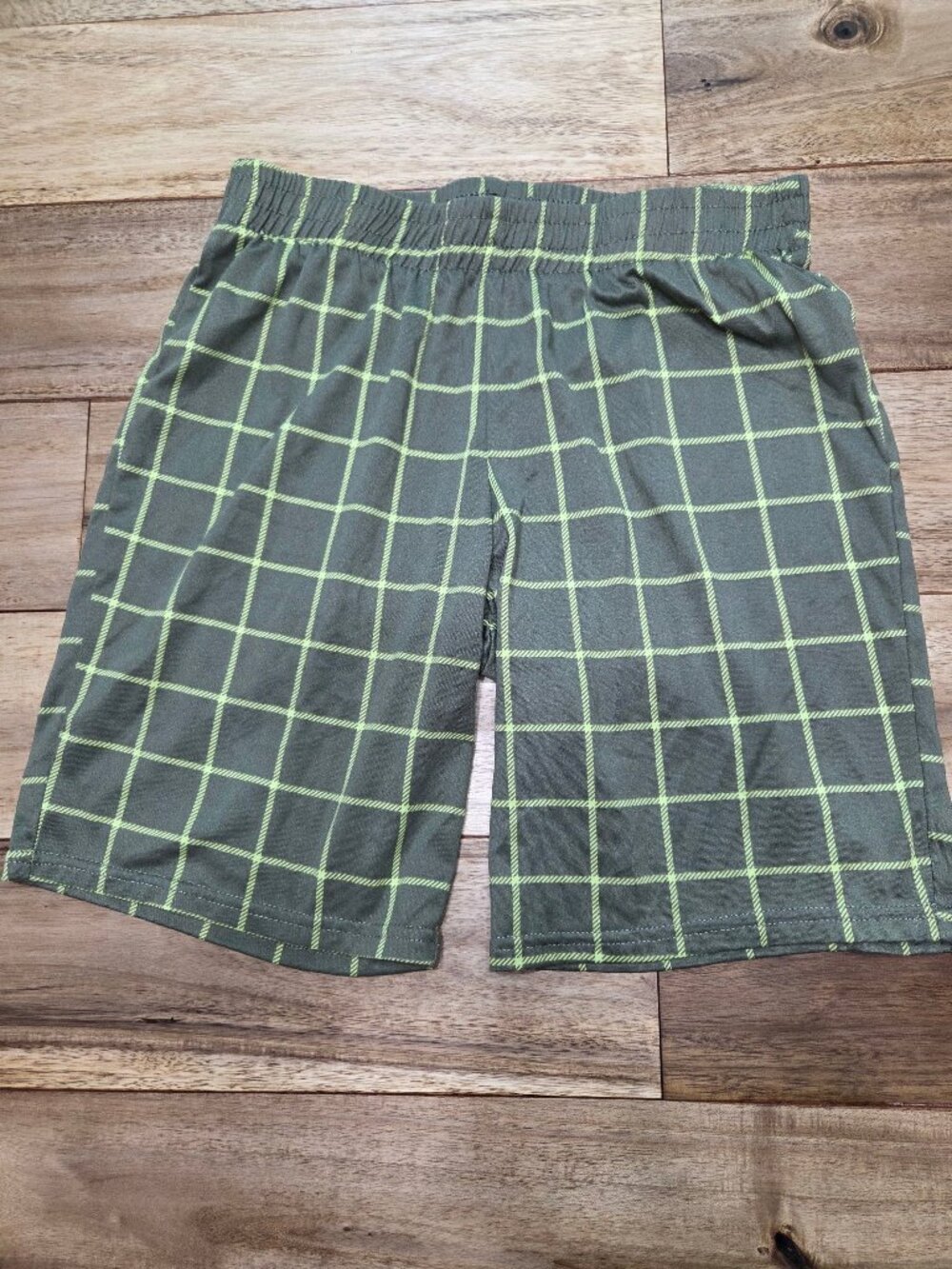 Green Plaid Shorts Elastic Waist Casual Boys Shorts